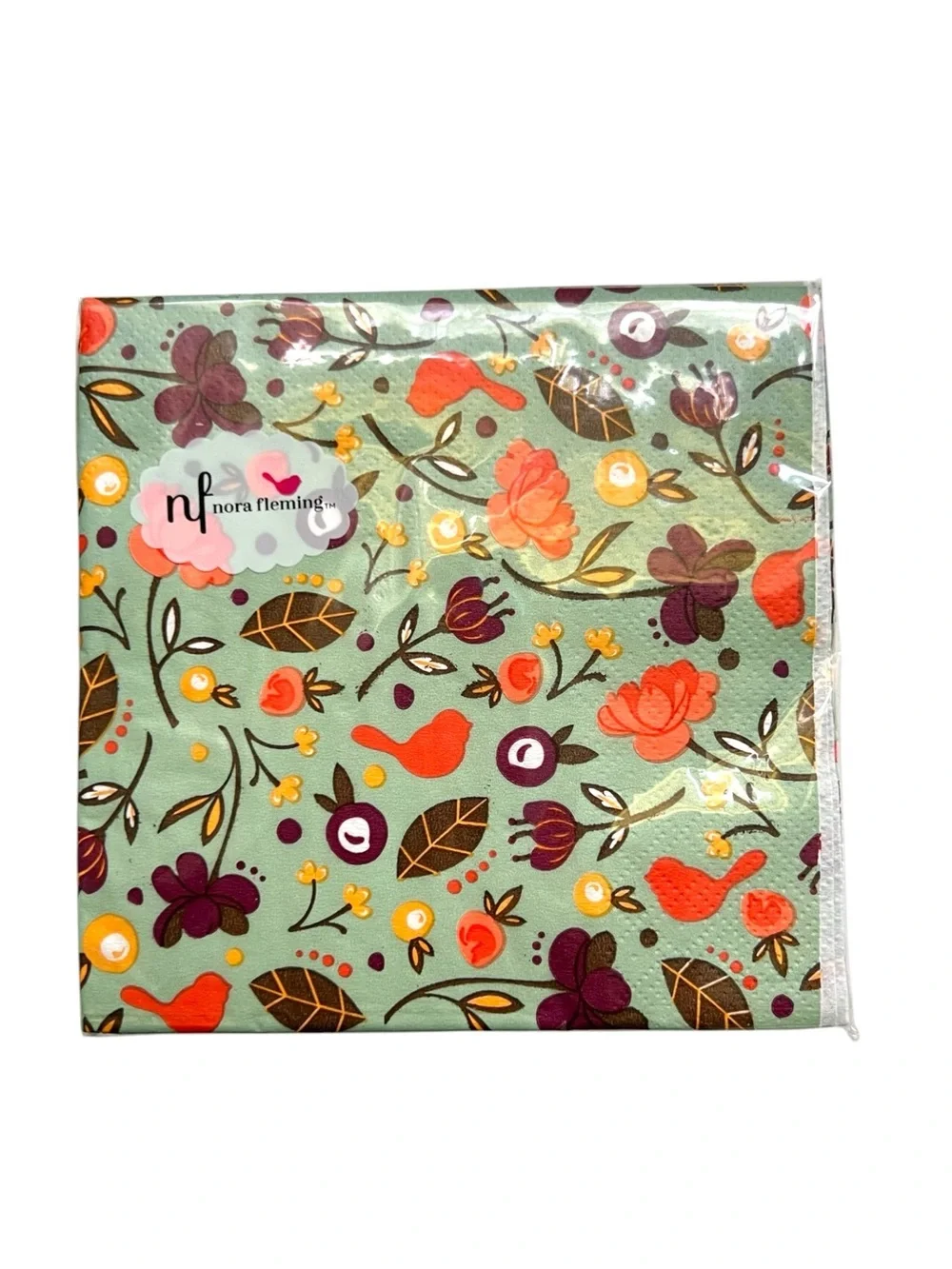 Nora Fleming Floral and Bird Pattern Cocktail Napkins Bundle of 7